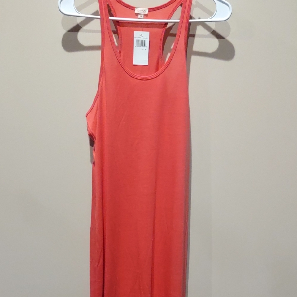 Tank Top Dress, Swim, Bathing Suit, Beach Cover,  Coral, M